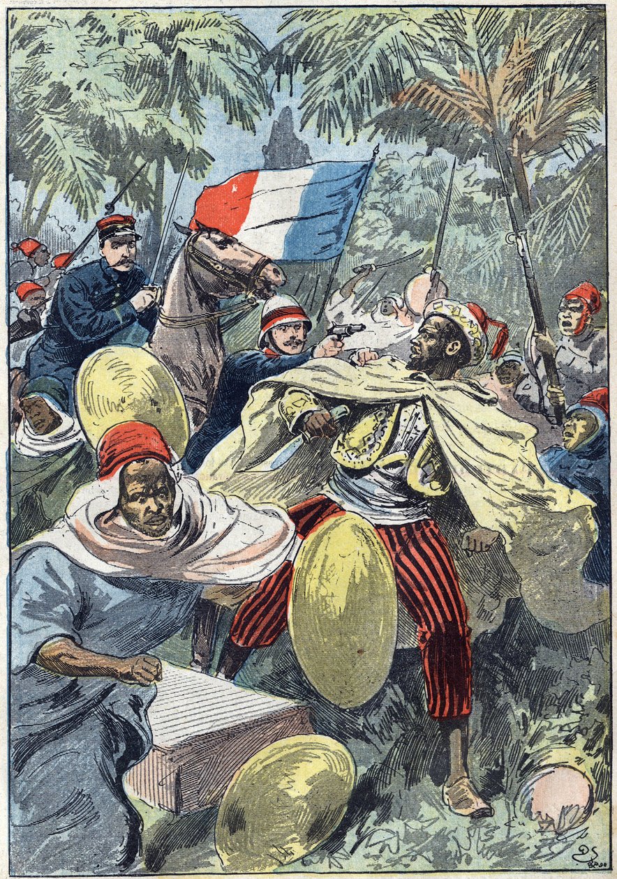 Tilfangetagelse af Samory Toure (ca. 1830-1900), sudanesisk leder og modstander af fransk kolonisering i Afrika, af kaptajn Gouraud og løjtnant Jacquin. Sudan af Unknown artist
