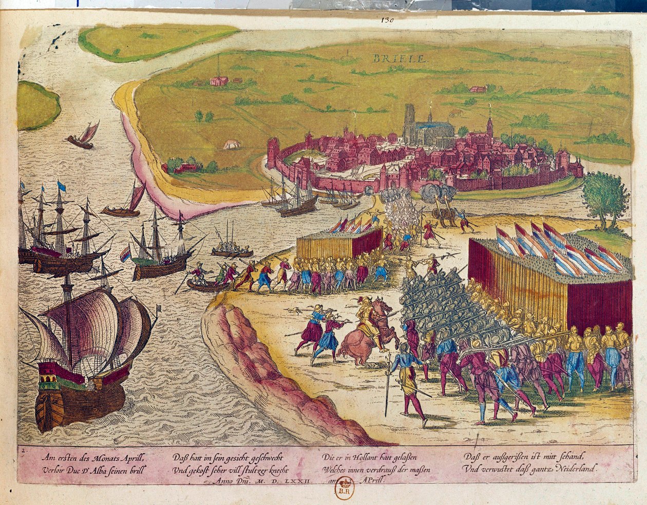 Erobringen af fortet Brielle i 1572 Hollande. Indgravering af det 17. århundrede f.Kr. Paris af Unknown artist