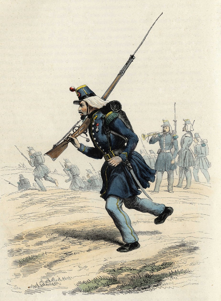 Carabiniers af Orleans-jægerne fra den franske hær, oprettet i 1840 og sendt til Algeriet i 1841, In "" L