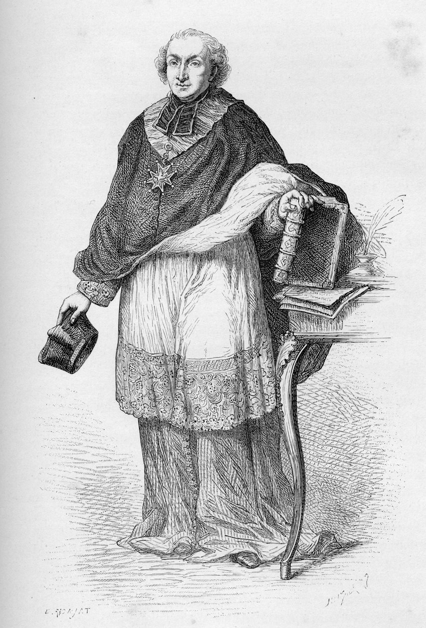 Kardinal Etienne-Charles de Lomenie de Brienne - Etienne de Lomenie de Brienne (1727-1794), fransk prælat og politiker - - gravering fra "" Frankrigs historie fortalt til mine børnebørn" - af Francois Guizot - 1872-1876 af Unknown artist