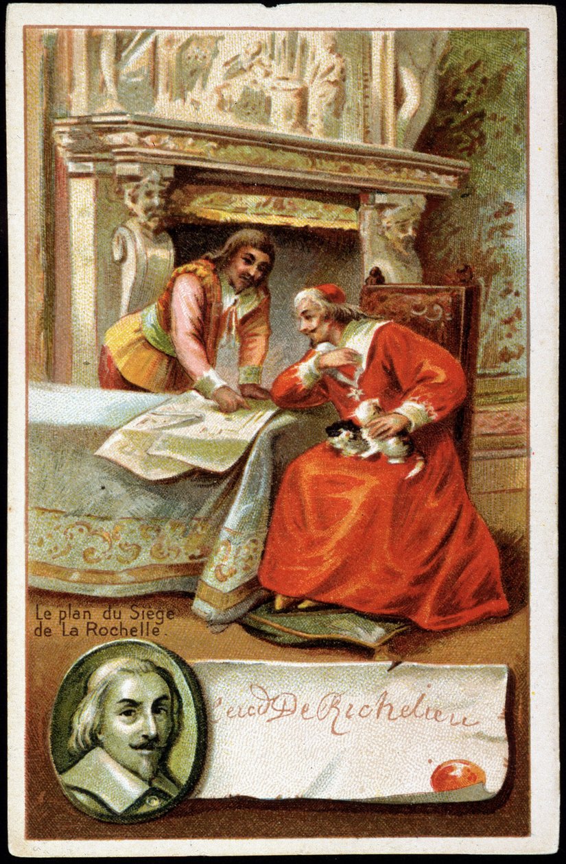 Kardinal Richelieu og planen for belejringen af La Rochelle (1627 - 1628) af Unknown artist