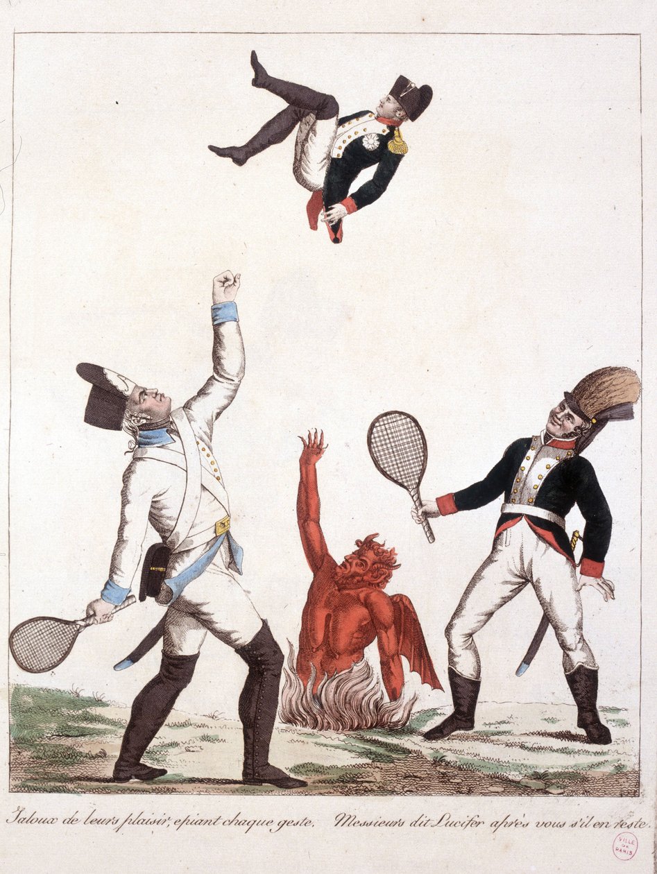 Tegnefilm om Napoleon Bonaparte - i Napoleon I, karikaturer, dummy-samling. 1814 - 1815. B.H.V.P. af Unknown artist