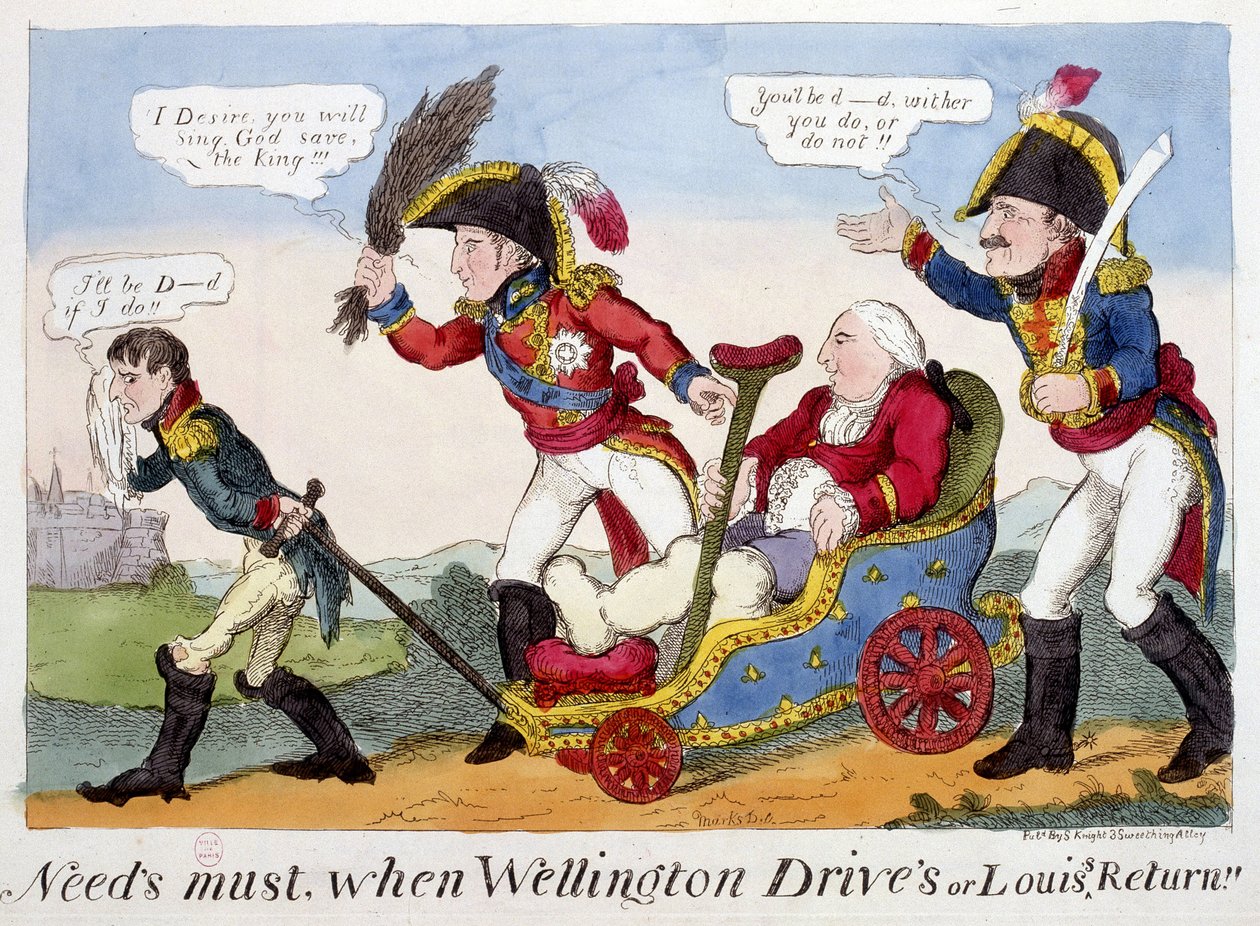Tegnefilm om Napoleon 1er, Louis XVIII og Wellington - i "" Napoleon 1er", tegneseriesamling af Unknown artist
