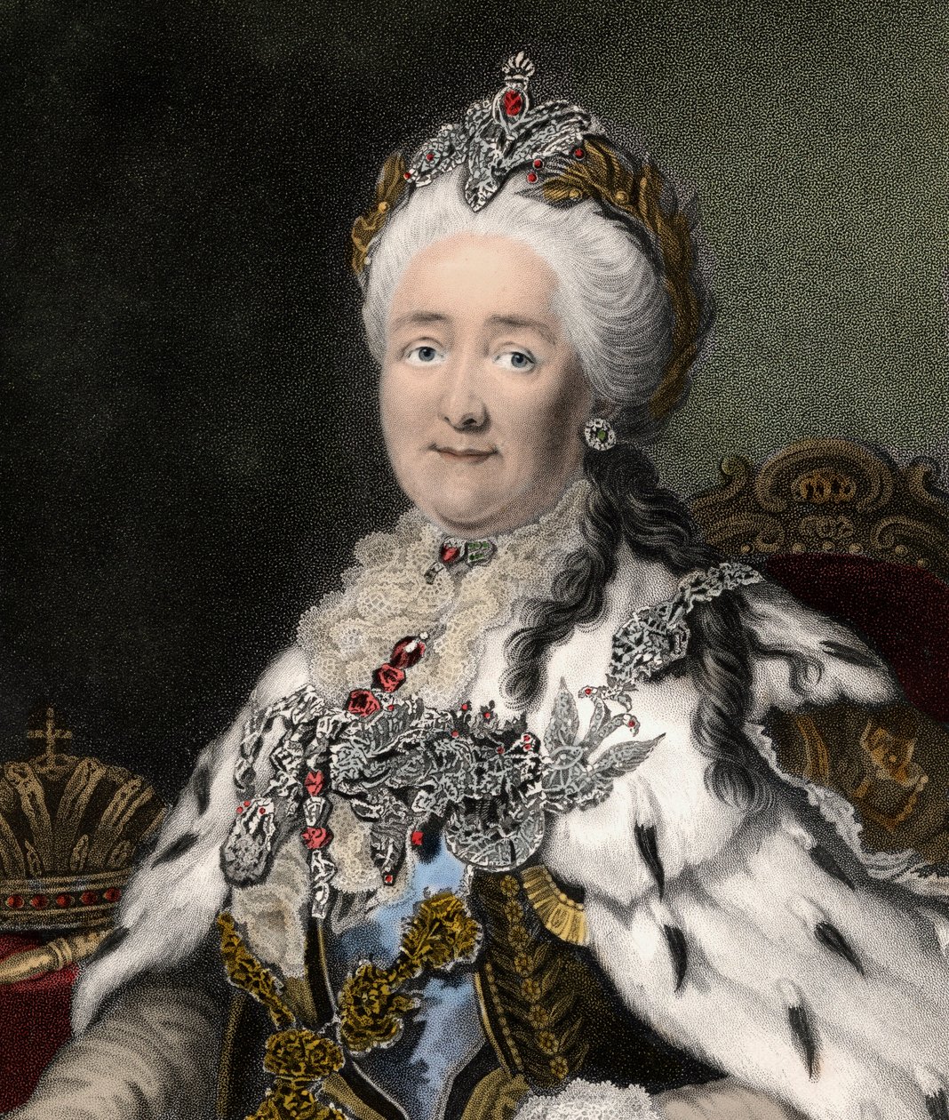 Catherine II Den Store 1729-1796 - stik - 1800-tallet af Unknown artist
