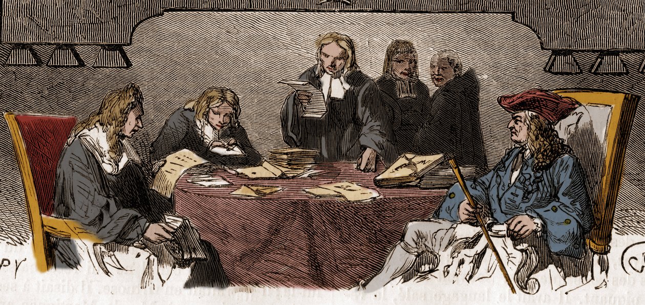 Censur i 1700-tallet: Under det gamle regime kaldes tjenesten "Black Cabinet", som er ansvarlig for at undersøge privat korrespondance af sikkerhedsmæssige årsager. Indgravering af det 19. århundrede. af Unknown artist