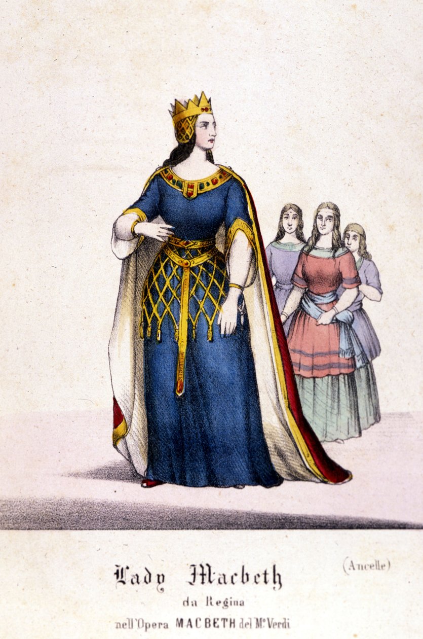 Karakter af Lady Macbeth i operaen "Macbeth"" af Giuseppe Verdi (1813 - 1901) efter William Shakespeares arbejde. 1847. Stik. af Unknown artist