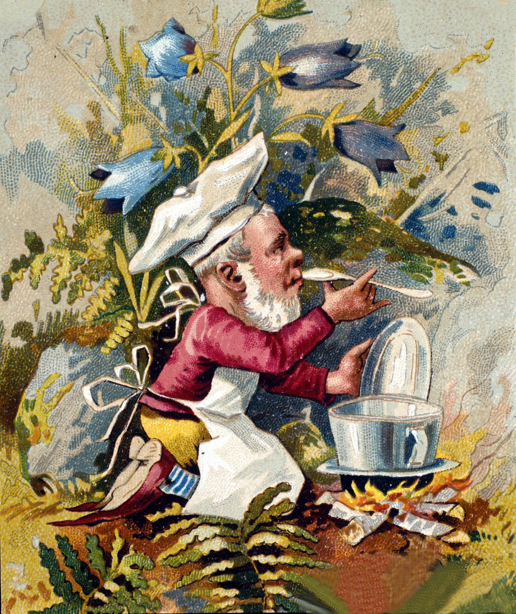 Karakter af dværg- eller farfadet-kokken. 1800-tallets kromolitografi. af Unknown artist