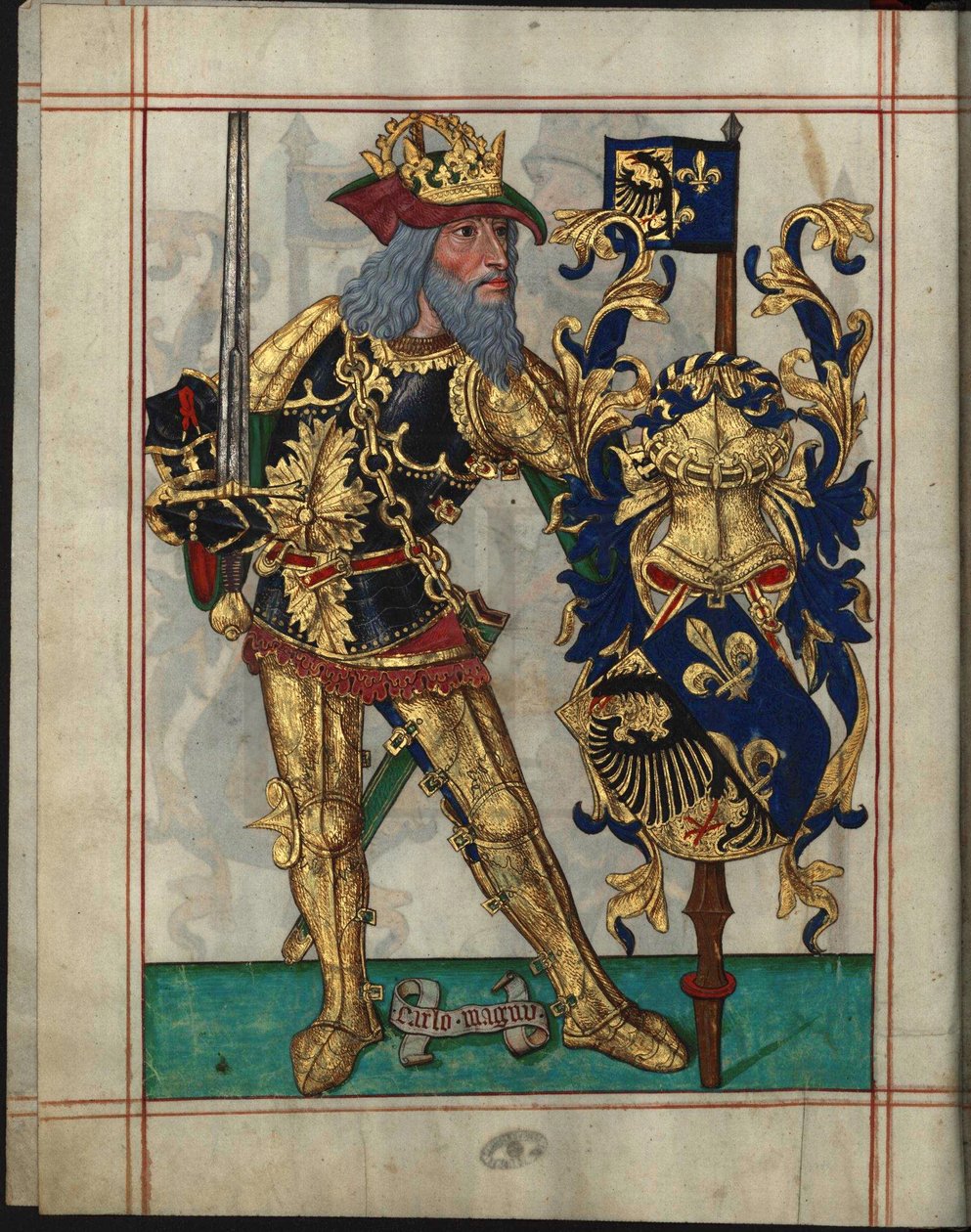 Charlemagne (742-814) - Karl den Store (Fra Book of Ameiro-Mor) af Anonymous af Unknown artist