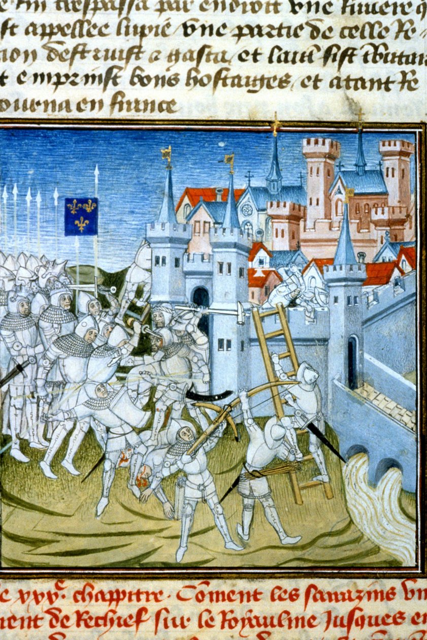 Charles Martel i Poitiers, 732 - Miniature af det 14. århundrede (ref. 512, 074r) Anmodning om tilladelse til det kommunale bibliotek i Toulouse (tlf.: 05 62 27 66 66) af Unknown artist