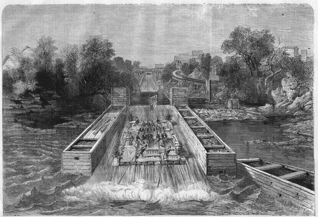 Charles Stanley Monck (1819-1894), Canadas første generalguvernør, der besøgte Ottowa Falls i Upper Canada. Gravering i "" L