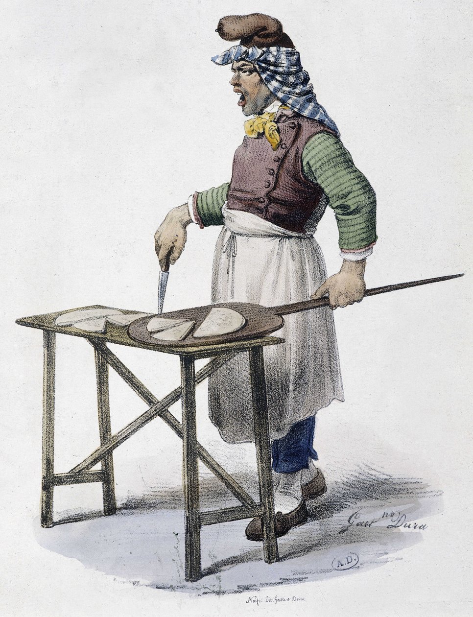 Ostehandler i Italien - litografi af Unknown artist