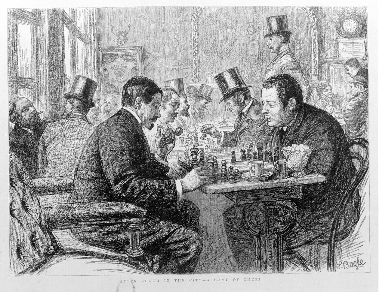 Skakspillere i London i 1890. af Unknown artist
