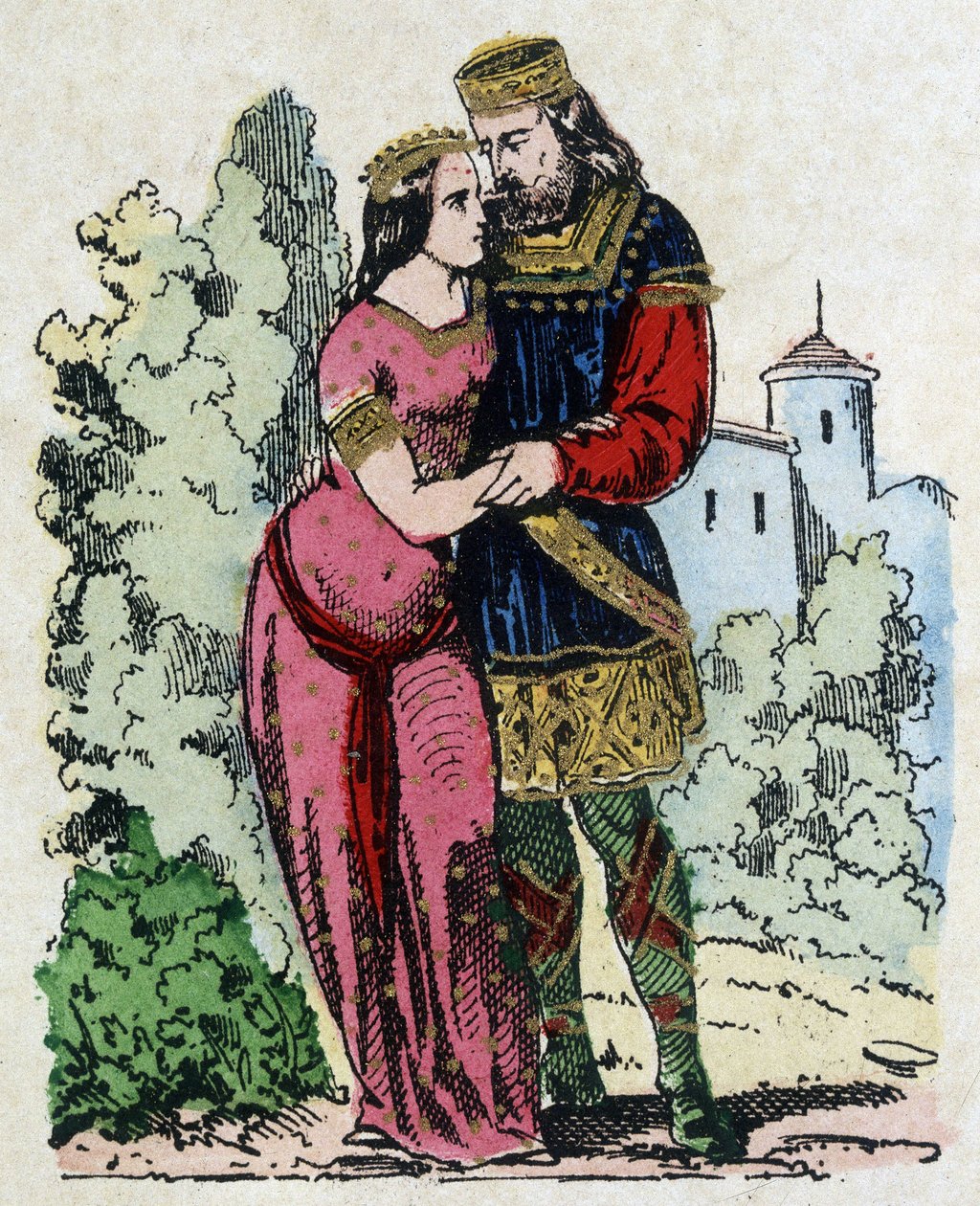 Childeric I, konge af Salians Francs (436-481) mødte Basin af Thüringen (hustru til kongen af Thüringen) under sit eksil. Clovis blev født fra deres ægteskab. af Unknown artist
