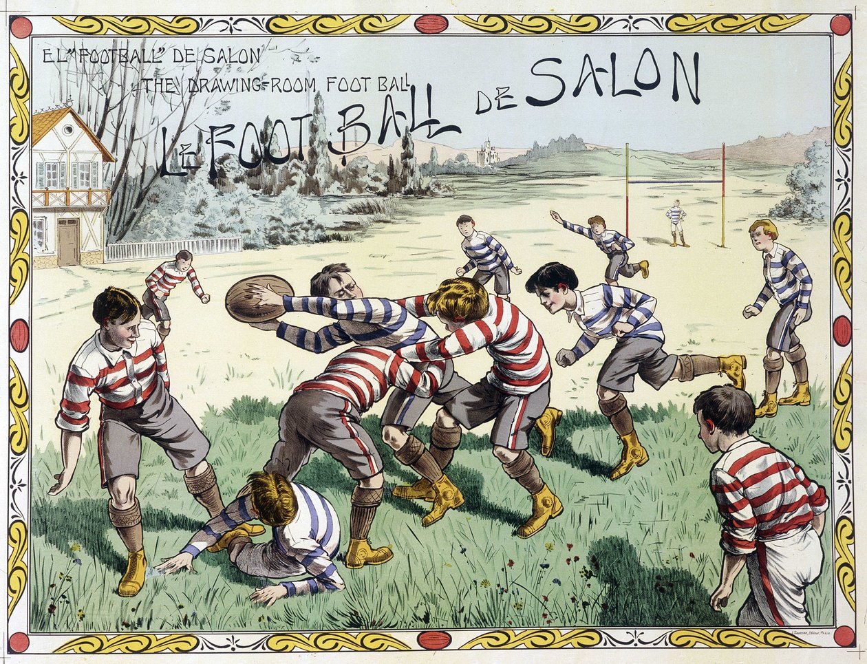 Børn spiller rugby - tegning, slutningen af det 19. århundrede af Unknown artist
