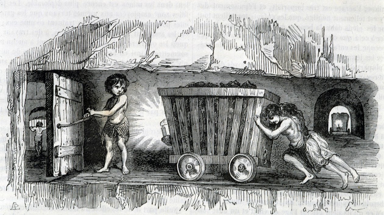 Børn, der arbejder i kulminerne i England af Unknown artist