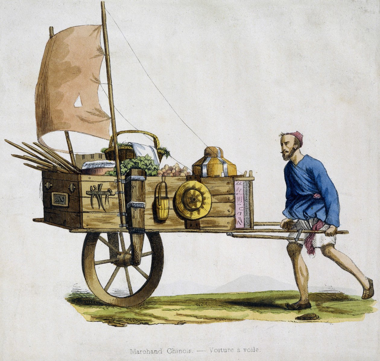 kinesisk købmand og hans sejlervogn af Unknown artist