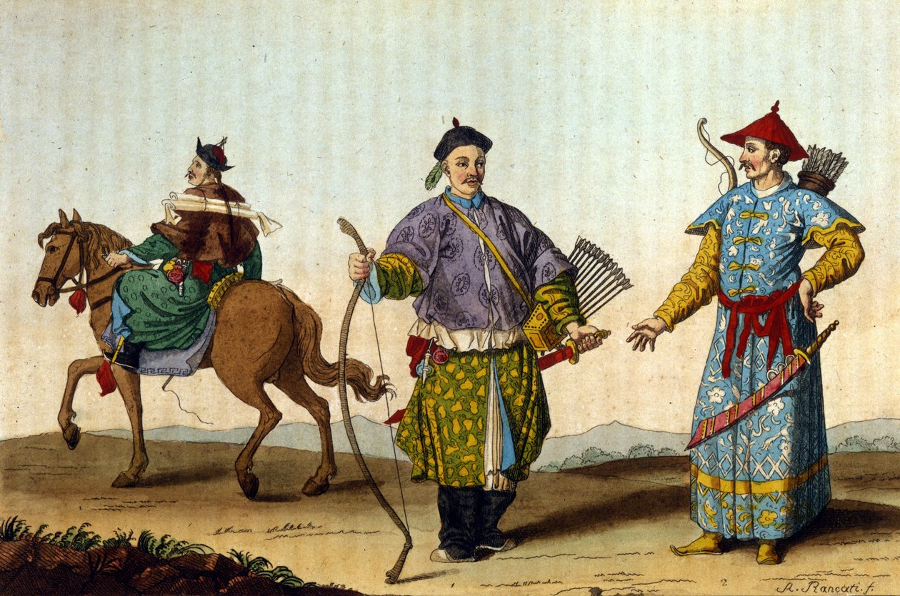 Kinesiske militærmandariner af forskellige epoker - i” Le costume ancien et moderne””” af J. Ferrario, red. Milano af Unknown artist