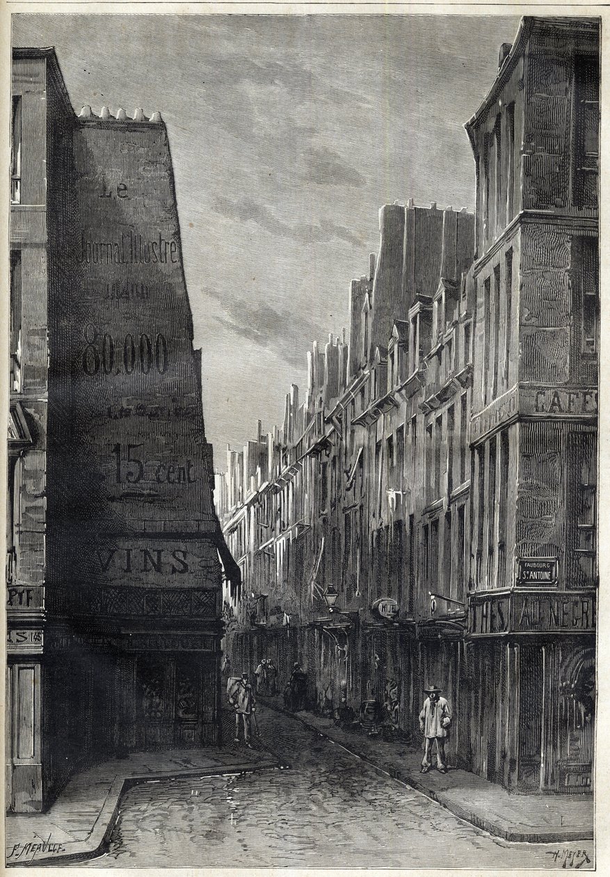 Koleraepidemi i Paris - Epidemia de Cholera i Paris - rue sainte Marguerite - indgravering i "Le journal illustrious"" fra 1884 af Unknown artist