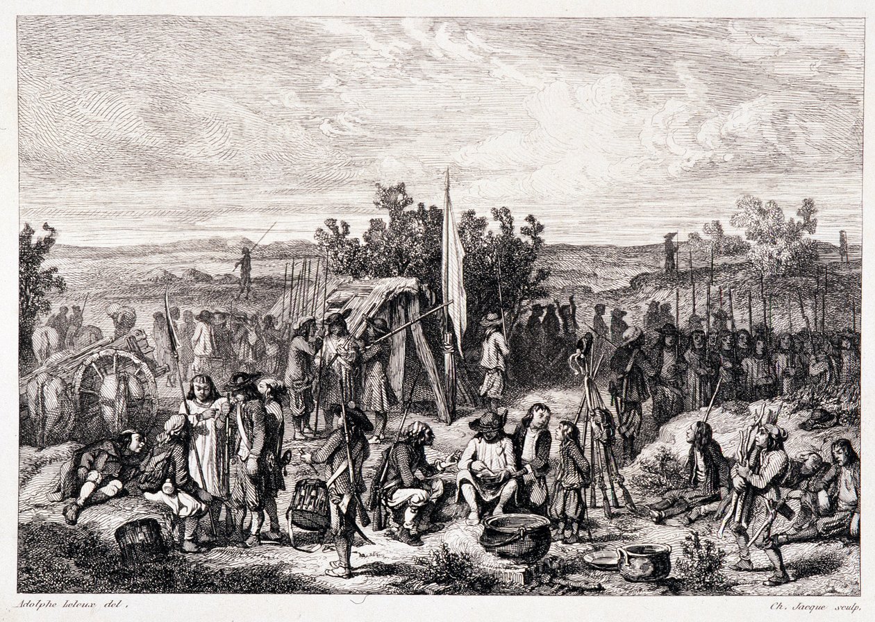 Chouans ved bivuak - i "" Det gamle og moderne Bretagne"" af Pitre-Chevalier, redigeret af W. Coquebert af Unknown artist