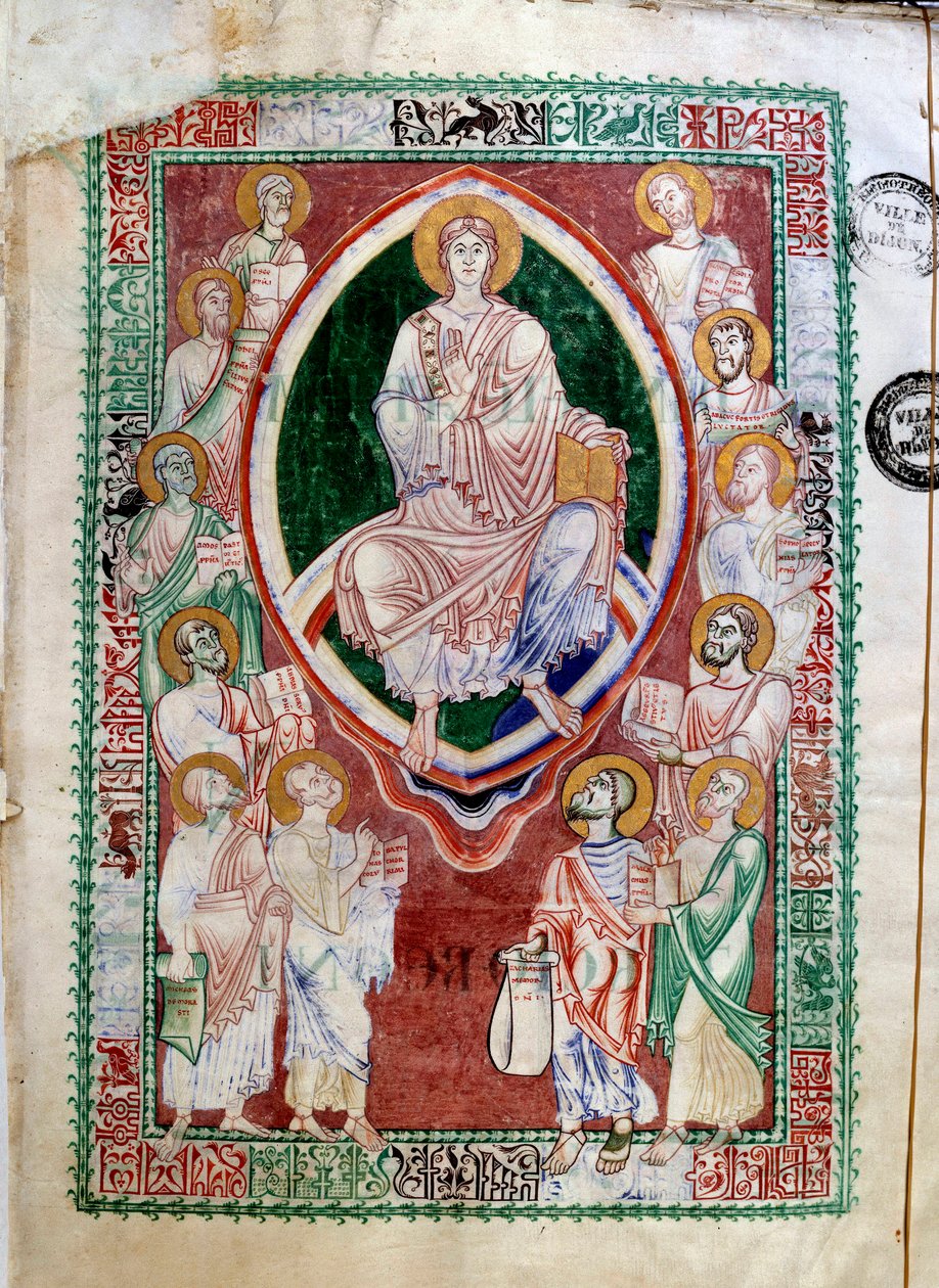 Kristus og profeterne i Det Gamle Testamente. Manuskript af Abbey of Citeaux. Kommentarer til Jeremie de Saint Jerome (1100-tallet). Dijon, Kommunebibliotek af Unknown artist