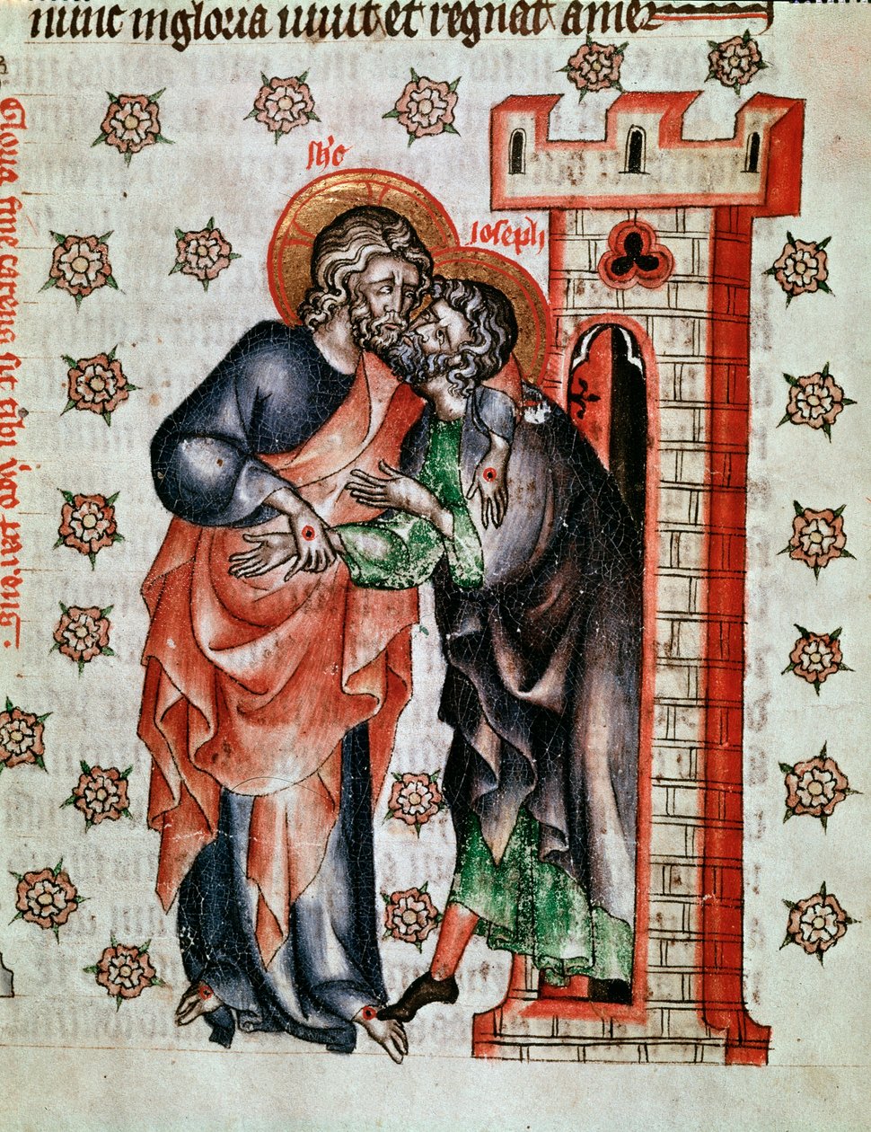 Kristus farvel (Jesus Kristus og Josefs farvel) Miniature malet i "The Passion of the Abbess Cunegonde"" af Unknown artist