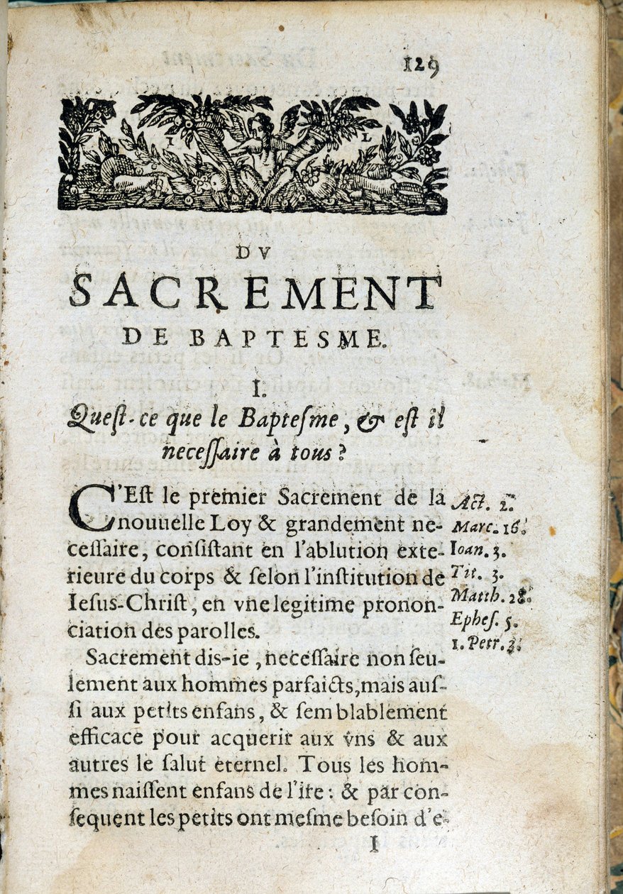Kristen religion: inderste side af bogen "Den store katekismus". Værk af Pierre Canisius (1600-tallet) af Unknown artist