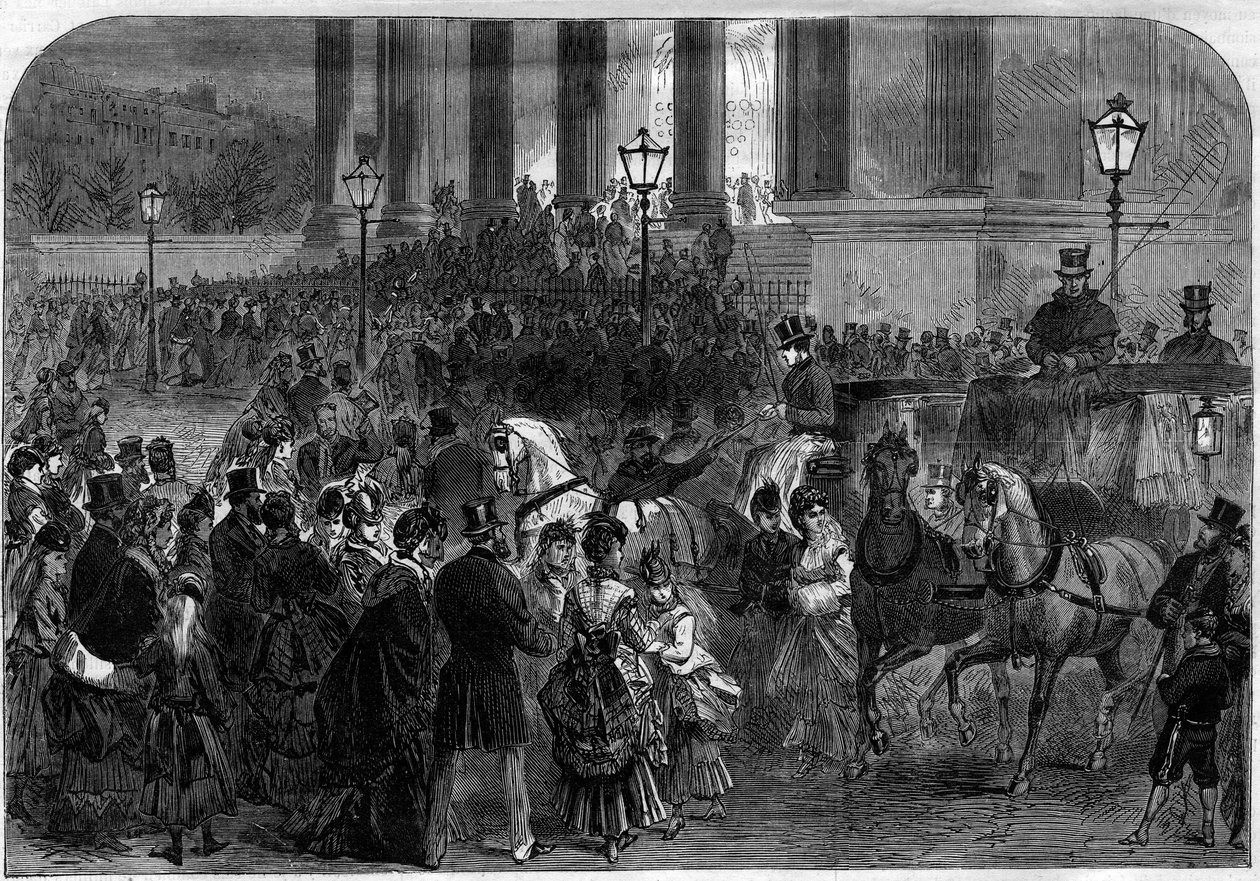 Julemesse ved midnat i Madeleine-kirken i Paris i 1873. af Unknown artist