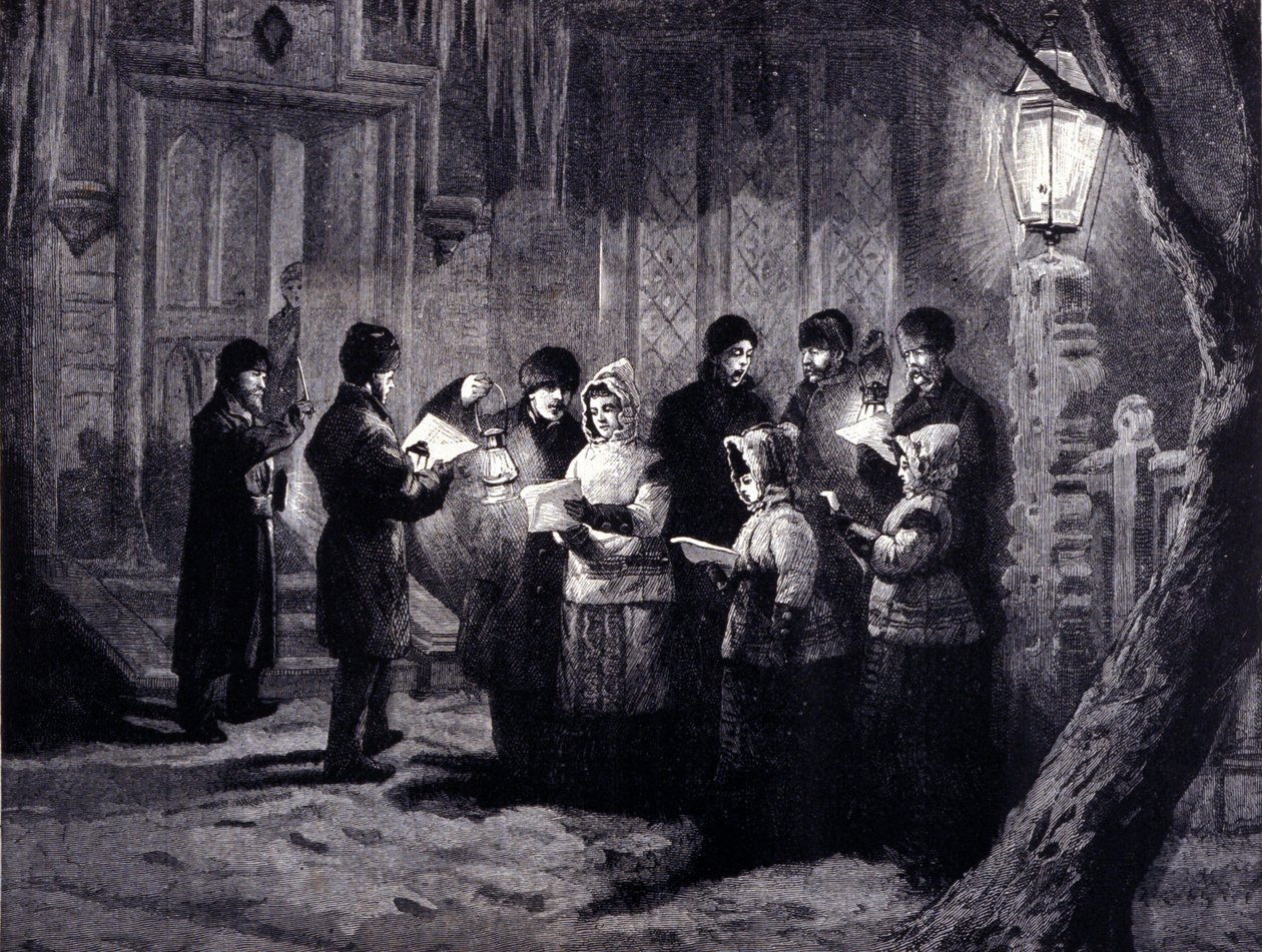 Julenat i Canada: læsninger og bønner. 1800-tals gravering af Unknown artist