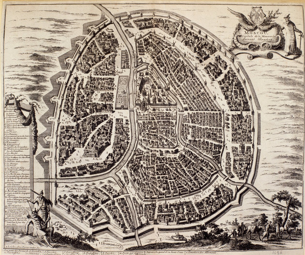 Bykort over Moskva i det 17. århundrede. af Unknown artist