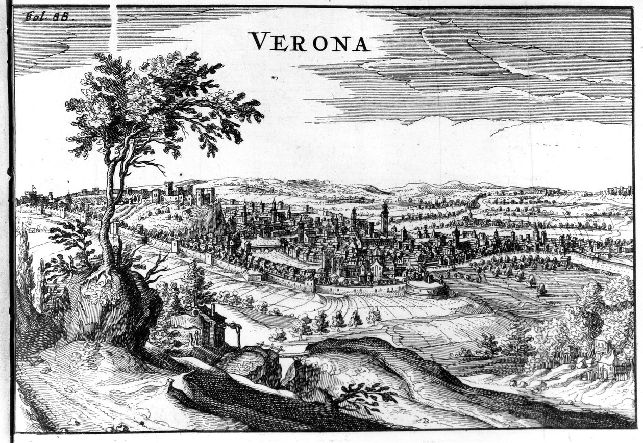 Bykort over Verona 16. af Unknown artist