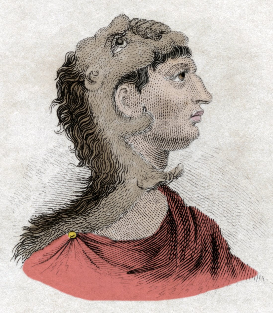 Antikkens civilisation: Portræt af kong Filip II af Makedonien (382-336 f.Kr.), far til Alexander Den Store. Indgravering af det 19. århundrede. af Unknown artist