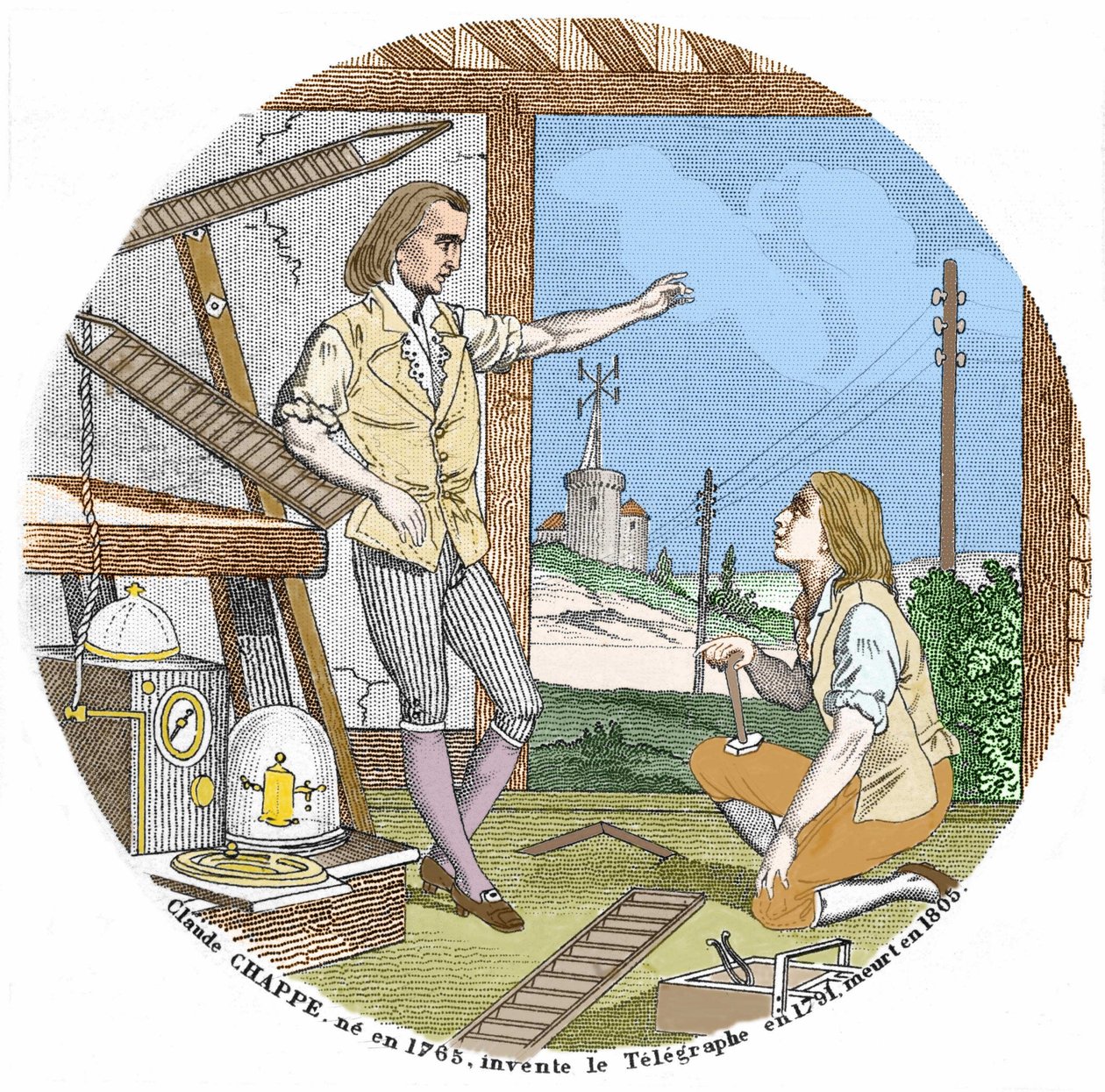 Claude Chappe (1765 - 1807), fransk ingeniør opfandt telegrafen i 1791. af Unknown artist