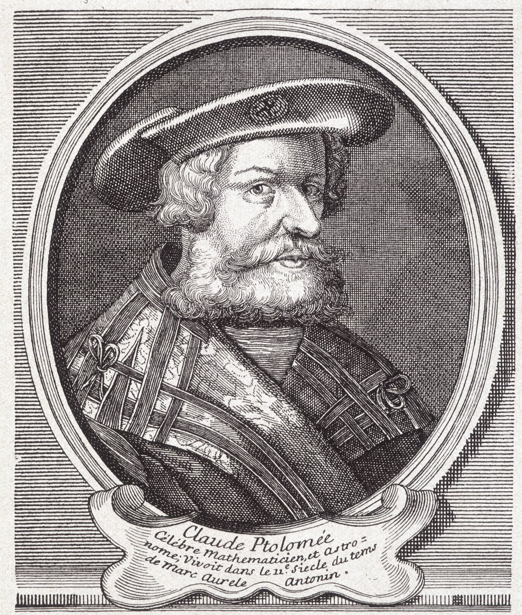 Claude Ptolemæus (v. 90 - v. 168), græsk astronom, matematiker og geograf. Indgravering af det 19. århundrede. af Unknown artist