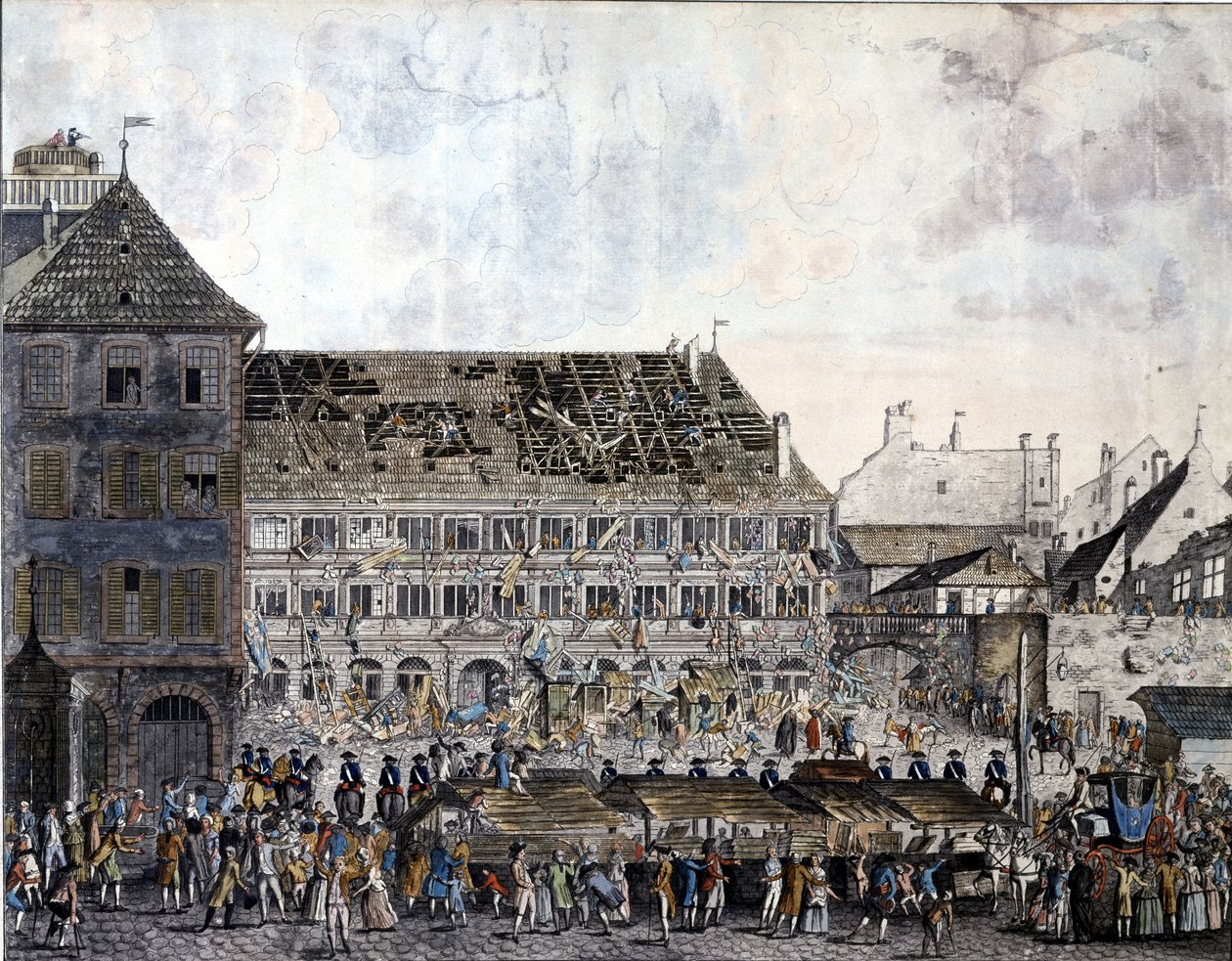 Klatring og plyndring af byhuset (rådhuset) i Strasbourg, 21. juli 1789. af Unknown artist