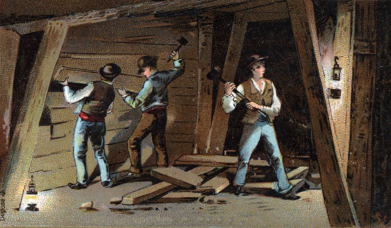 Kulmine i Frankrig i slutningen af det 19. århundrede: Trægalleri. Kromolitografi i slutningen af det 19. århundrede af Unknown artist