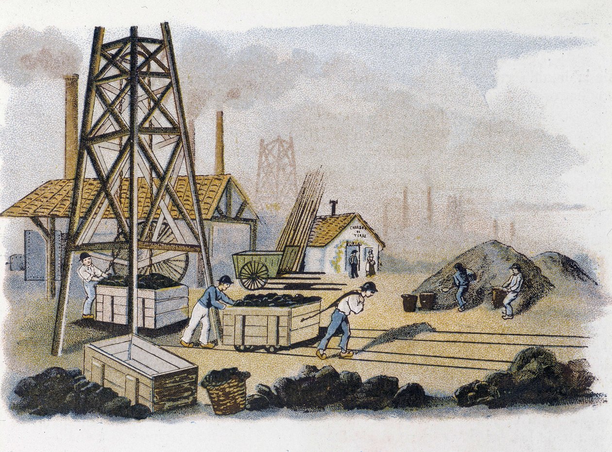 Kulmine: transport af kul til kysten, Frankrig af Unknown artist