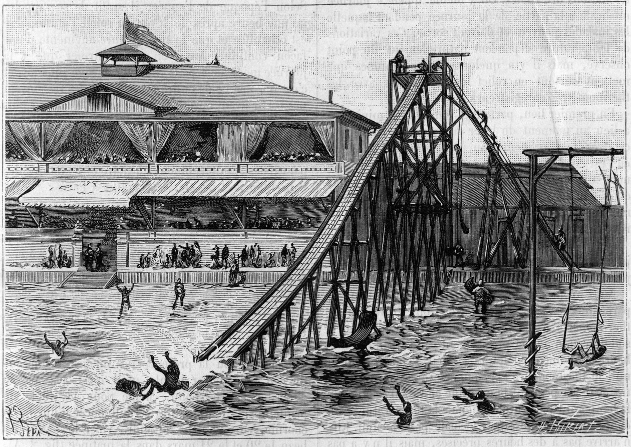 Coaster i Bridgeport, Connecticut, USA. i "La Nature. Gennemgang af videnskaber og deres anvendelser til kunst og industri." 1888 af Unknown artist