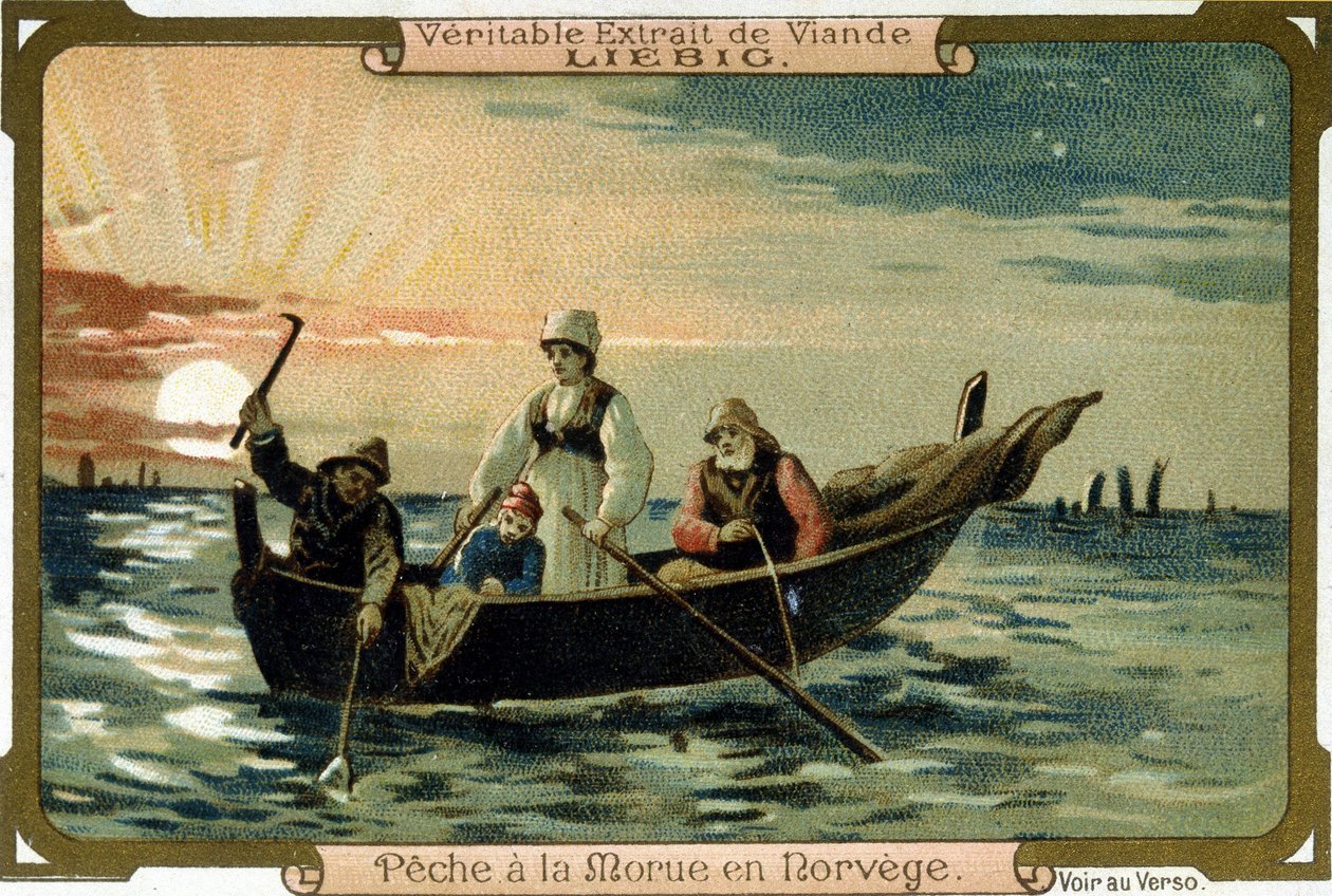 Torskefiskeri i Norge. Emballage Liebig produkter. af Unknown artist