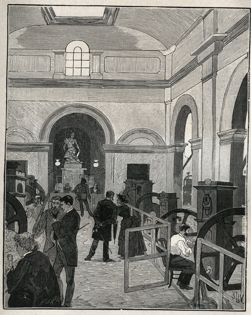 Møntværksted på Monnaie de Paris. Indgravering fra 1885 i "" Les arts et professions illustrés"" af Adolphe BITARD. af Unknown artist