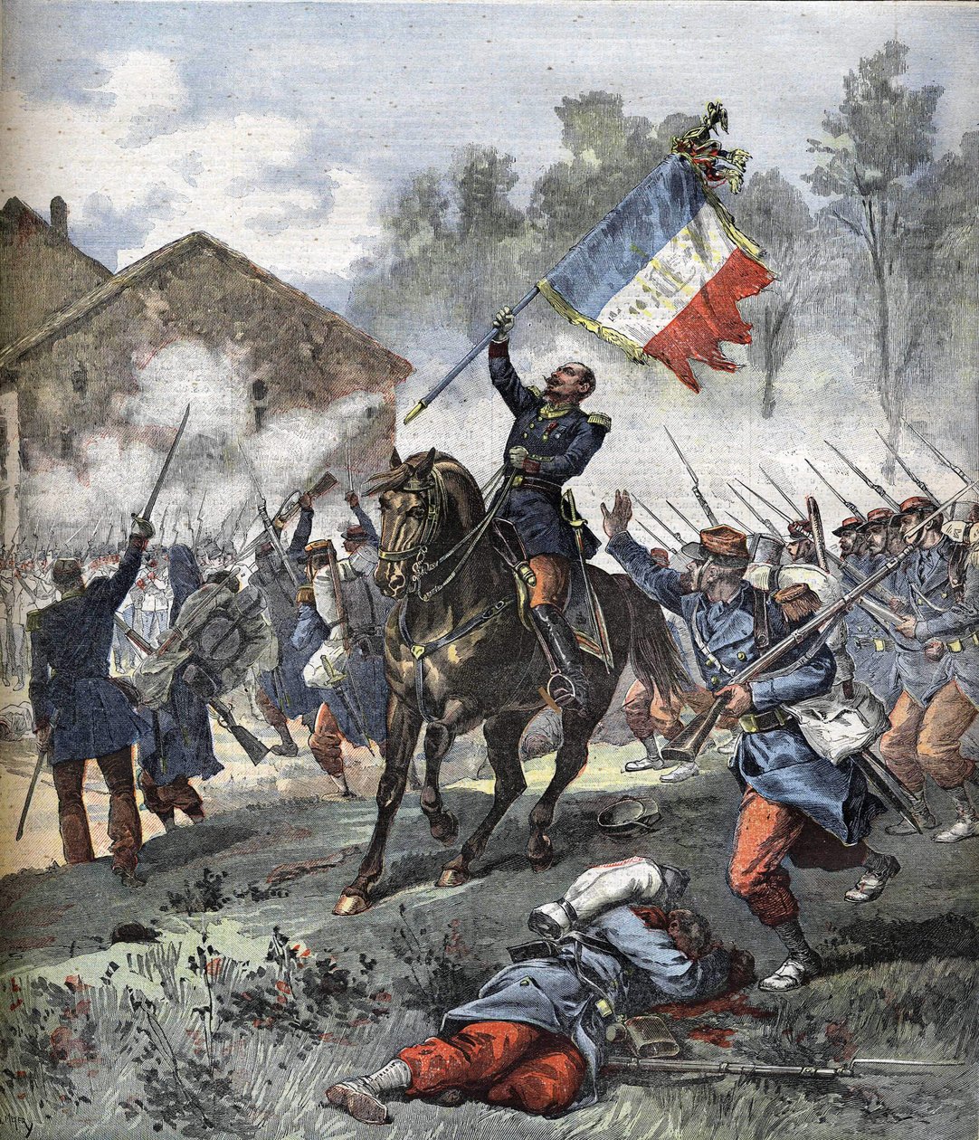 Oberst de Malleville døde i slaget ved Solférino den 24. juni 1859. af Unknown artist