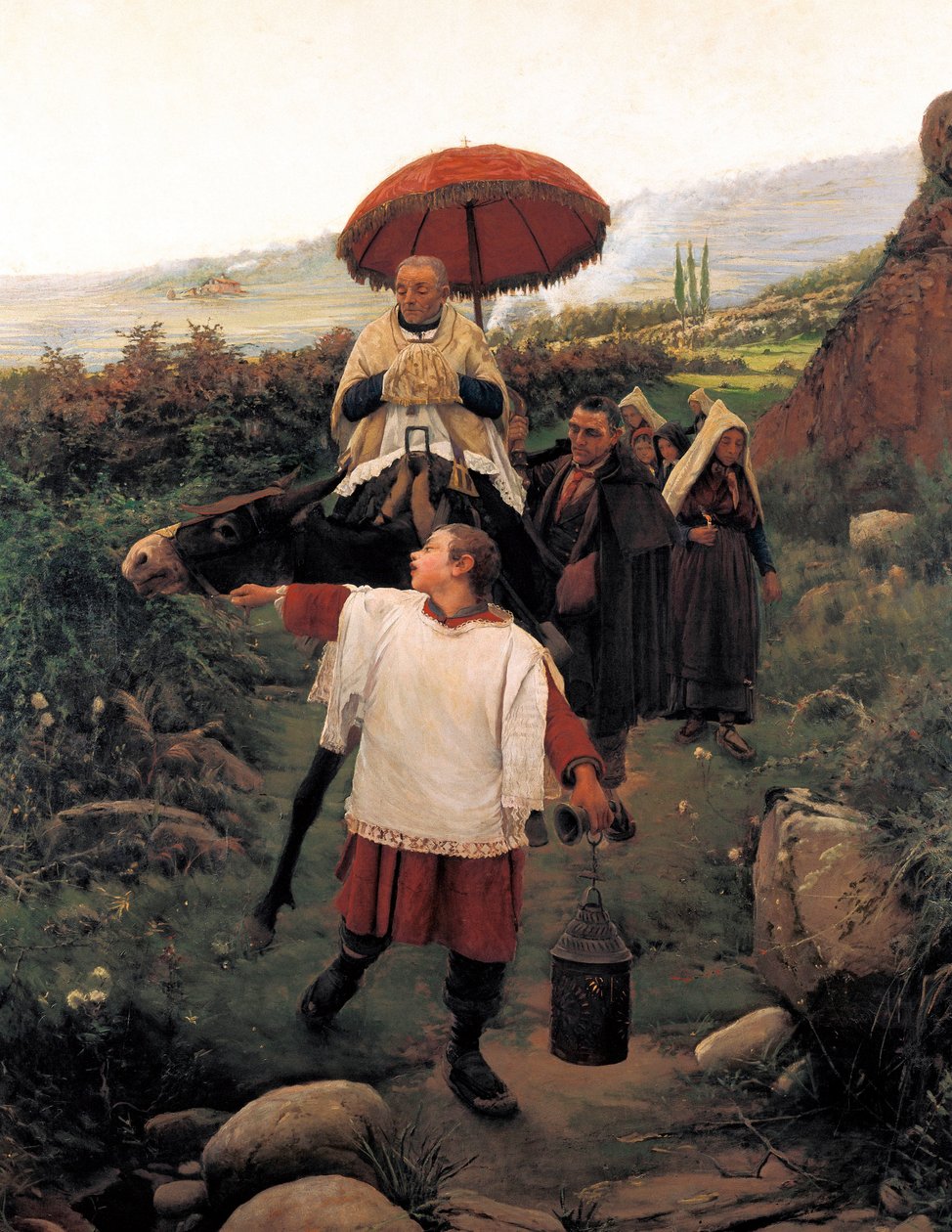 "" Kombiner i bjerget "" Religious Cortege i et bjerg. Maleri af Mariano VAYREDA VILA (1853-1903). Spanien, Olot. Garrotxa Regional Museum. af Unknown artist