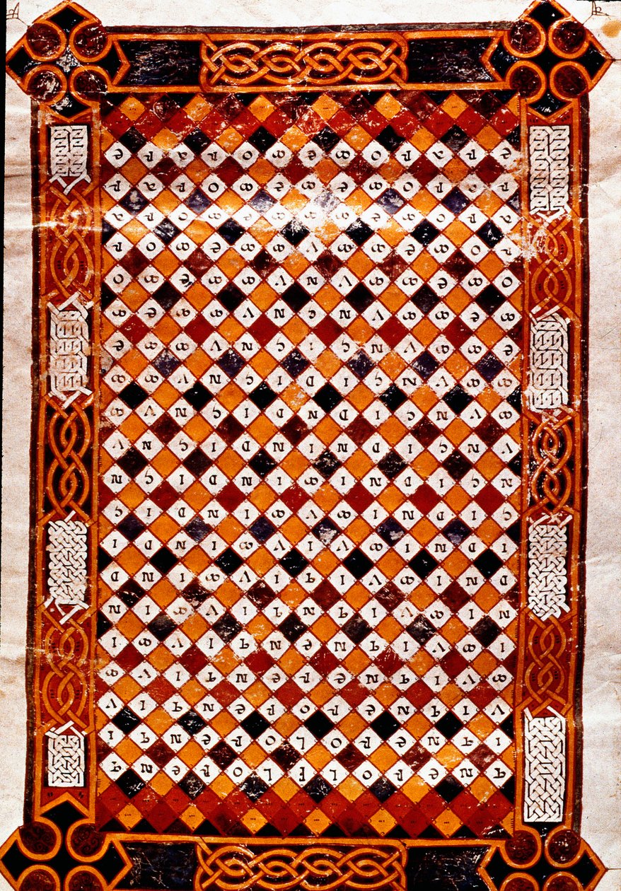 Mindesmærke labyrintside dækket med en digital labyrint. Miniature af Florentius fra manuskriptet "" Moralia i Job"" af klosteret Valeranica (Skt. Peter af Berlanga i Castilien) med kommentarer af pave Gregor I (540-604), 9. århundrede. Madrid, National af Unknown artist