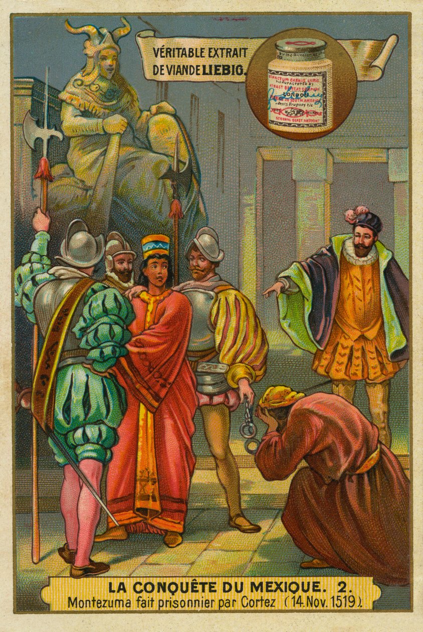Erobringen af Mexico: Cortes arresterer kongen Montezuma II af Unknown artist