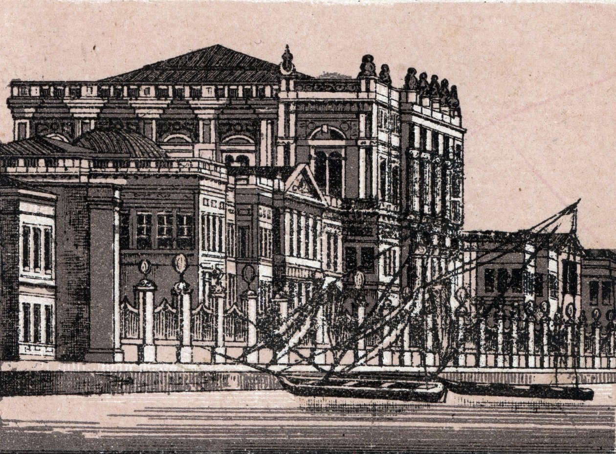 Konstantinopel, Tyrkiet: udsigt over det kejserlige palads ved Dolma Bagusche (kejserpaladset). i "" Verden illustrerer 168 visninger"" Udateret (slutningen af 1800-tallet) af Unknown artist