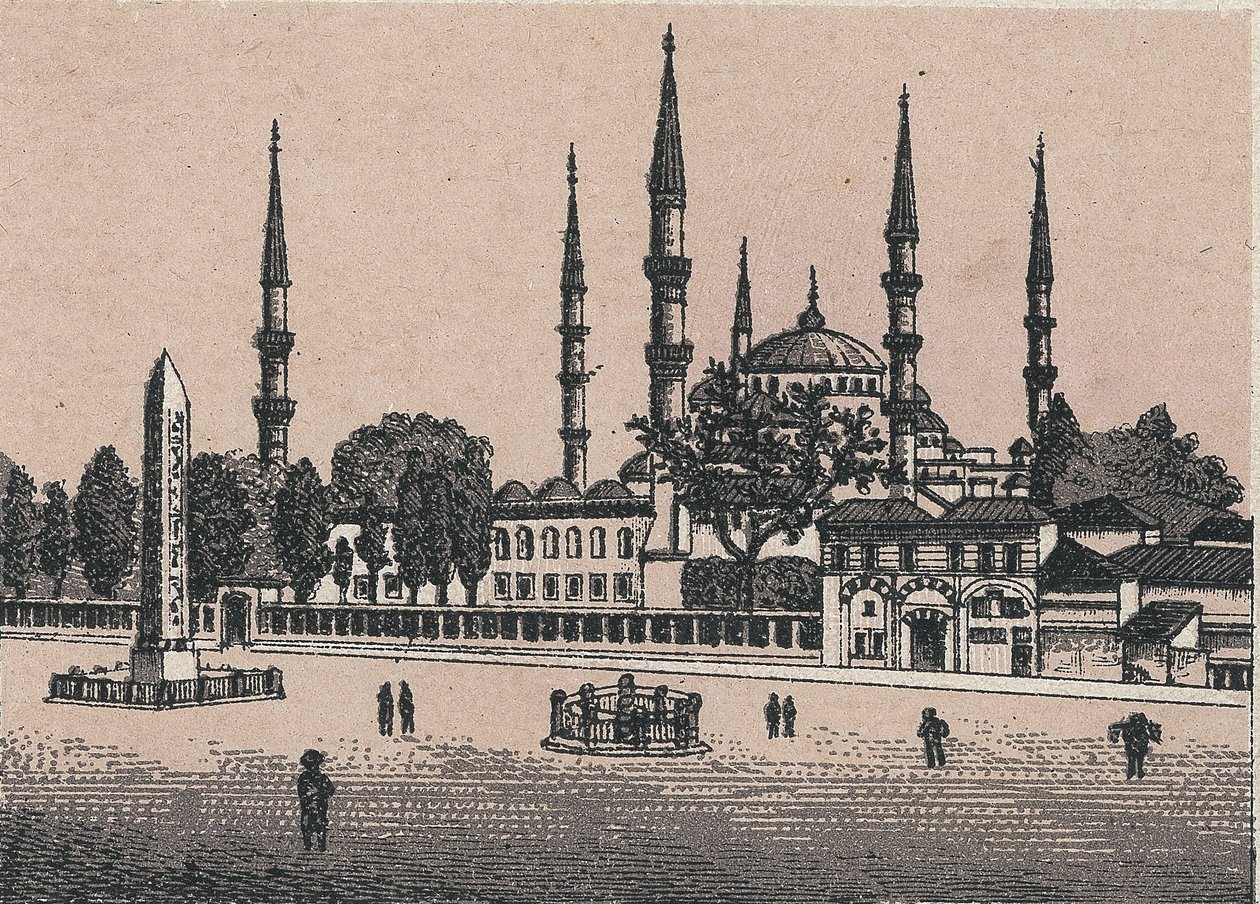 Konstantinopel, Tyrkiet: udsigt over Sultan Achmeds moske (Sultan Achmeds moske). i "" Verden illustrerer 168 visninger"" Udateret (slutningen af 1800-tallet) af Unknown artist