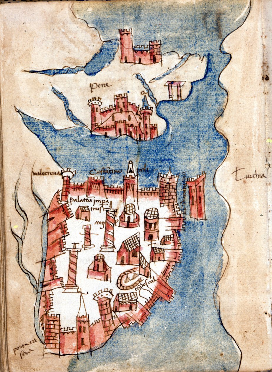 Konstantinopel, manuskriptkort over Venedig i det 15. århundrede. af Unknown artist