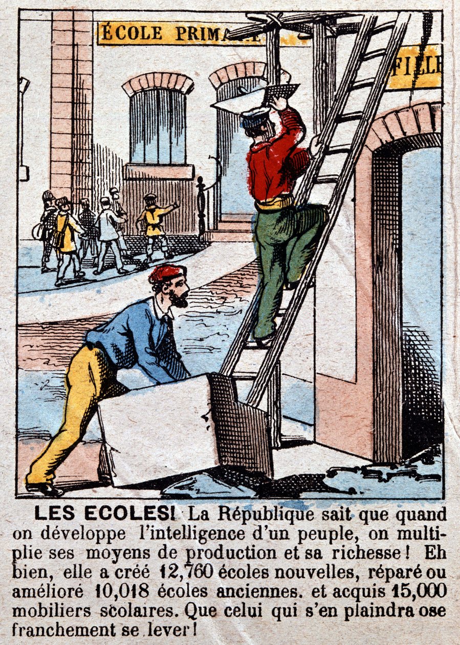 Opførelse af skoler af arbejdere - i "" Le Figaro", marts 1889. af Unknown artist
