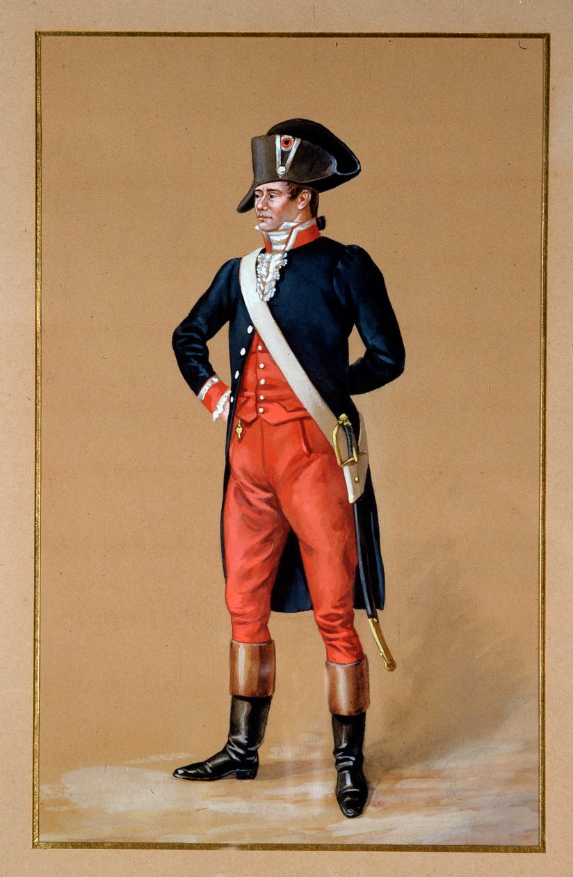 Konsulat: uniform af fredsofficer. Litografi af Unknown artist