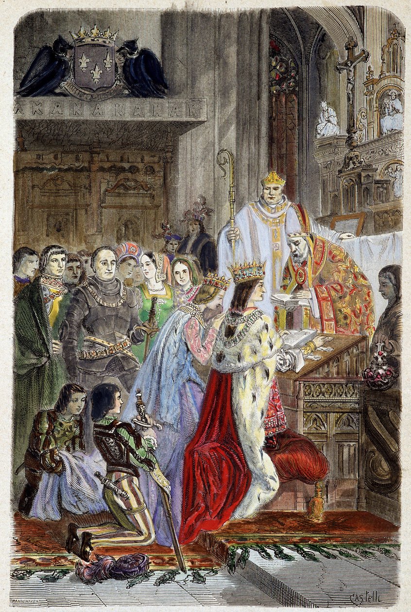 Kroning af kejser Otton I (912-973) af pave Johannes XII i 962 - i "Histoire des popes"", af Maurice Lachatre af Unknown artist