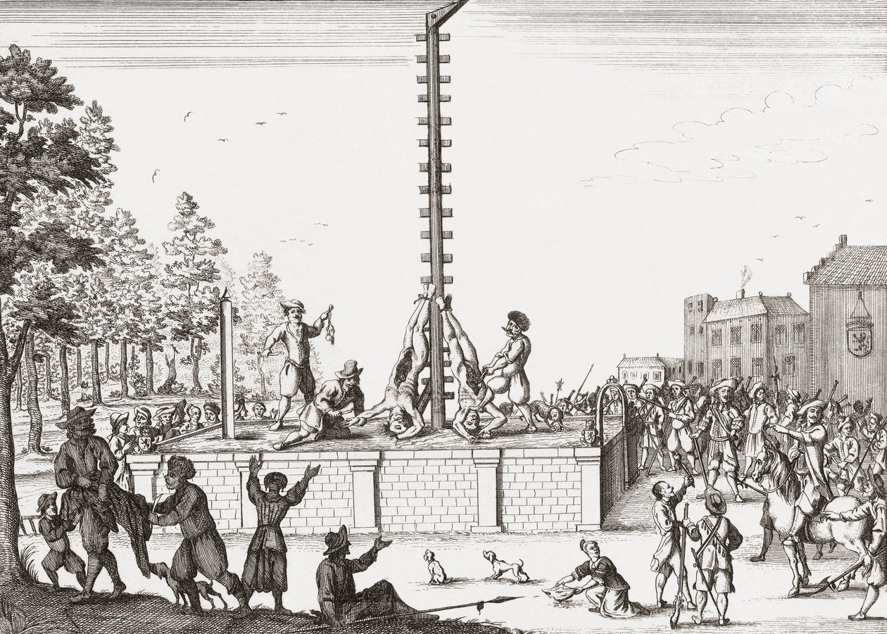 Lig af Johan og Cornelis de Witt hængende på galge. af Unknown artist